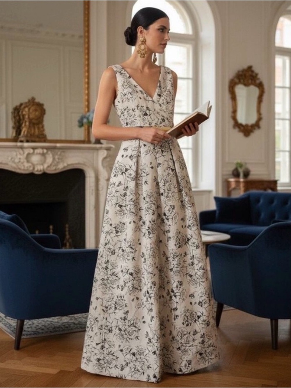 NWT Donna Karan Elegant Black and White Maxi Dress Size 2. Retail- $349 - Picture 3 of 7